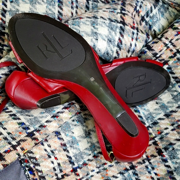 Ralph LAUREN Mireya Burgundy Garnet  Red Leather FLAT Sandal Open Toe sz: 8 - Picture 4 of 7